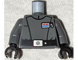 Torso SW Imperial Crew Uniform with Black Belt with Silver Buckle, Badge with 4 Red and 4 Blue Squares Pattern / Dark Bluish Gray Arms / Black Hands : {тъмно каменно сив}