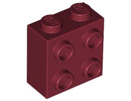 Тухличка 1X2X1 2/3 с 4 стъда: {нов тъмно червен}