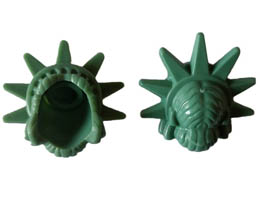 Minifigure, Hair Female with Spiked Tiara (Lady Liberty) - Hard Plastic: {пясъчно зелен}