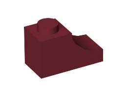 BRICK 1X2, OUTSIDE HALF ARCH, NO. 1: {нов тъмно червен}