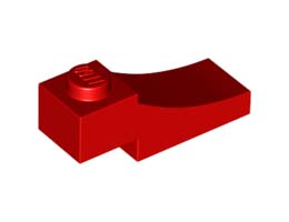Тухличка 1X3, с външна полуарка, със срез: {ярко червен}