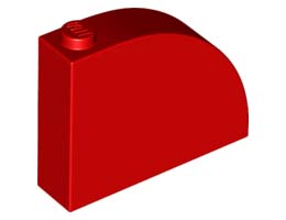 Тухличка 1X4X3 с външна полу дъга No. 1: {ярко червен}