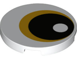 Tile, Round 3 x 3 with Bright Light Orange and Black Eye Pattern: {бял}