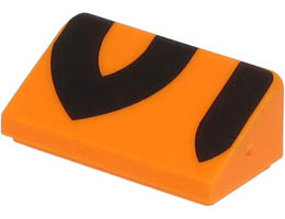 Slope 30 1 x 2 x 2/3 with Black Tiger Stripes Pattern: {ярко оранжев}