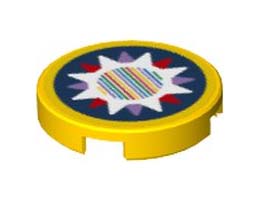 FLAT TILE 2X2, ROUND, W/ STICKER NO. 144: {ярко жълт}