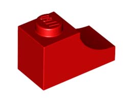 BRICK 1X2, OUTSIDE HALF ARCH, NO. 1: {ярко червен}