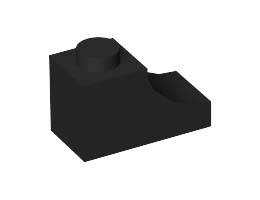 BRICK 1X2, OUTSIDE HALF ARCH, NO. 1: {черен}