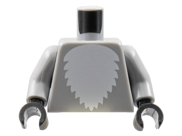 Torso with White Fur Pattern / Light Bluish Gray Arms / Black Hands: {умерено каменно сив}