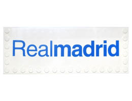 Tile, Modified 6 x 16 with Studs on Edges with Blue Realmadrid Pattern: {бял}