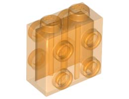 BRICK 1X2X2, W/ 8 KNOBS: {прозрачно ярко оранжев}