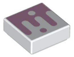 Tile 1 x 1 with Groove with Bright Pink Splotch and Dot Pattern: {бял}
