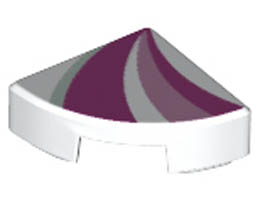 Tile, Round 1 x 1 Quarter with Bright Pink, Dark Pink, and Light Aqua Curved Stripes Pattern: {бял}
