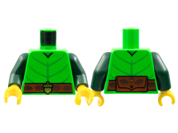 Torso Leaf Costume, Green Veins, Reddish Brown Belt, Gold Acorn Buckle Pattern / Dark Green Arms / Yellow Hands: {ярко зелен}