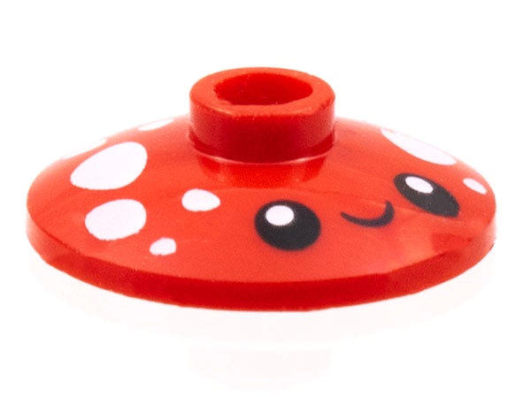 Dish 2 x 2 Inverted (Radar) with  White Spots, Black Eyes and Grin Pattern: {ярко червен}