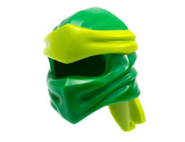 Minifigure, Headgear Ninjago Wrap Type 4 with Molded Lime Headband Pattern: {тъмно зелен}