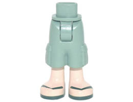 Mini Doll Hips and Trousers Cropped Large Pockets, Light Nougat Legs and Dark Green Sandals Pattern - Thick Hinge: {пясъчно зелен}