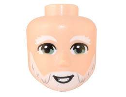 Mini Doll, Head Friends Male Large with White Eyebrows and Beard, Sand Green Eyes, Smile with Teeth Pattern: {светло нуга}