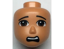 Mini Doll, Head Friends Male Large with Reddish Brown Eyes, Black Eyebrows and Scared Open Mouth Pattern: {нуга}