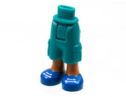 Mini Doll Hips and Trousers Cropped Large Pockets, Nougat Legs, Blue Shoes Pattern - Thick Hinge: {ярко синьо-зелен}