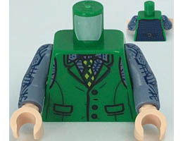 Torso Batman Vest, Sand Blue Shirt, Dark Green and Lime Tie Pattern (Joker) / Sand Blue Arms with Dark Blue Hexagons Pattern / Light Nougat Hands : {тъмно зелен}