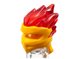 Minifigure, Headgear Ninjago Wrap Type 5 with Molded Trans-Red Flames Pattern: {огнено жълто-оранжев}