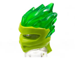 Minifigure, Headgear Ninjago Wrap Type 5 with Molded Trans-Green Flames Pattern: {ярко жълто-зелен}