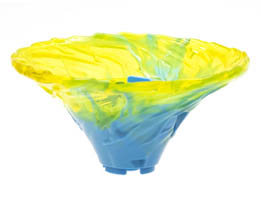 Tornado Spiral Wide with Marbled Trans-Yellow Top Pattern: {умерено син}