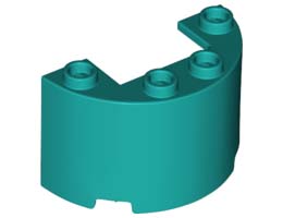 Стенен елемент 1/2 цилиндър 2X4X2 изрязан: {ярко синьо-зелен}