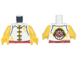 Torso Vest with Yellow Clasps, Red Belt, and Monkie Head Logo on Back Pattern / Yellow Arms / Yellow Hands: {бял}