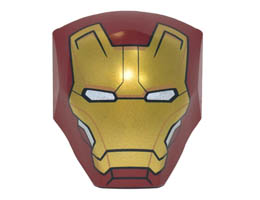 Large Figure Armor, Smooth with 2 x 2 Round Brick Attachment with Iron Man Gold Face Plate Pattern: {нов тъмно червен}