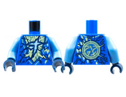 Torso Tunic, Yellowish Green and Shiny Blue Energy, Ninjago Logogram J Pattern / Medium Blue Arms / Dark Blue Hands: {ярко син}