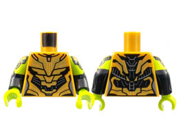 Torso Female Armor, Gold Plates, Black Trim Pattern (Gamora) / Black Arms with Lime Short Sleeves, Gold Armor Pattern / Lime Hands: {топло златист}