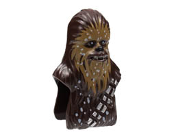 Minifigure, Head, Modified SW Wookiee, Chewbacca with Medium Nougat Face Fur, White Snow Spots Pattern: {тъмно кафяв}