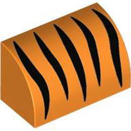 BRICK 1X2, OUTSIDE HALF BOW, NO. 13: {ярко оранжев}
