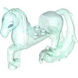 Horse with 2 x 2 Cutout, Long Swooshy Tail with Metallic Blue Eyes Pattern: {прозрачен светло син опал}