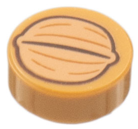 Tile, Round 1 x 1 with Nougat Walnut Pattern: {умерен нуга}