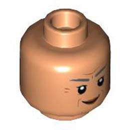 Minifigure, Head Dual Sided Female Dark Bluish Gray Eyebrows, Dark Orange Age Lines and Lips, Grin / Scowl Pattern - Hollow Stud: {нуга}