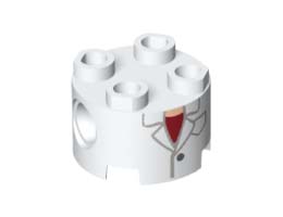 BRICK 2X2,ROUND,W/ HOLE,DIA. 4.85,NO. 7: {бял}