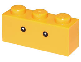 Brick 1 x 3 with Small Black Eyes with White Pupils Pattern (Super Mario Sumo Bro): {огнено жълто-оранжев}