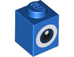 Brick 1 x 1 with Dark Blue Eye with Black Pupil Pattern (Super Mario Baby Penguin): {ярко син}