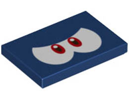 Tile 2 x 3 with Angry Red and White Eyes, Black and White Pupils Pattern (Bully): {земно син}
