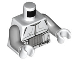 Torso SW Detailed Armor Hoth Scout Trooper Light Bluish Gray Lines, Narrow Belt Pattern / Light Bluish Gray Arms / White Hands: {бял}