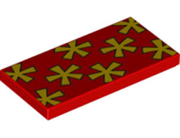 Tile 2 x 4 with Yellow Flowers Pattern (BrickHeadz Dale Shirt Back): {ярко червен}