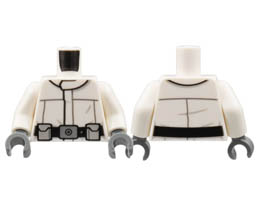 Torso SW Imperial Crew Uniform Jacket with Wide Black Belt, Large Silver Buckle, and Light Bluish Gray Boxes Pattern / White Arms / Dark Bluish Gray Hands : {бял}
