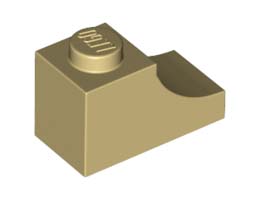 BRICK 1X2, OUTSIDE HALF ARCH, NO. 1: {тухлено жълт}