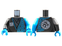 Torso Tunic, Dark Azure Arches, Ninjago Logogram N, Core Logo on Back Pattern / Dark Azure Arm Left / Pearl Dark Gray Arm Right / Dark Azure Hands : {титаниево метален}