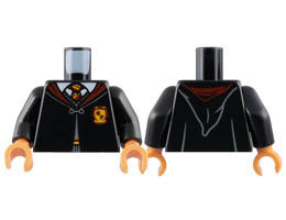 Torso Hogwarts Robe Clasped with Gryffindor Crest, Sweater, Shirt and Tie Pattern / Black Arms / Nougat Hands: {черен}