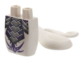 Lower Body with Tail and Pearl Dark Gray Armor Plates, Dark Purple Trim and Tattoo Pattern: {бял}