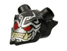 Minifigure, Visor Mask Ninjago Oni with Silver Face, Red Eyes, and Tan Sharp Teeth Pattern: {черен}
