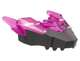 Dragon Head (Ninjago) Jaw Upper with Horns with Molded Pearl Dark Gray Face Pattern: {прозрачен умерено червеникаво виолетов}
